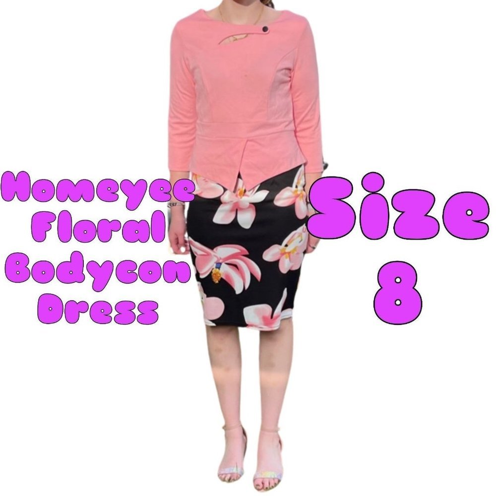 Clothing - Homeyee Floral Bodycon Dress Size 8